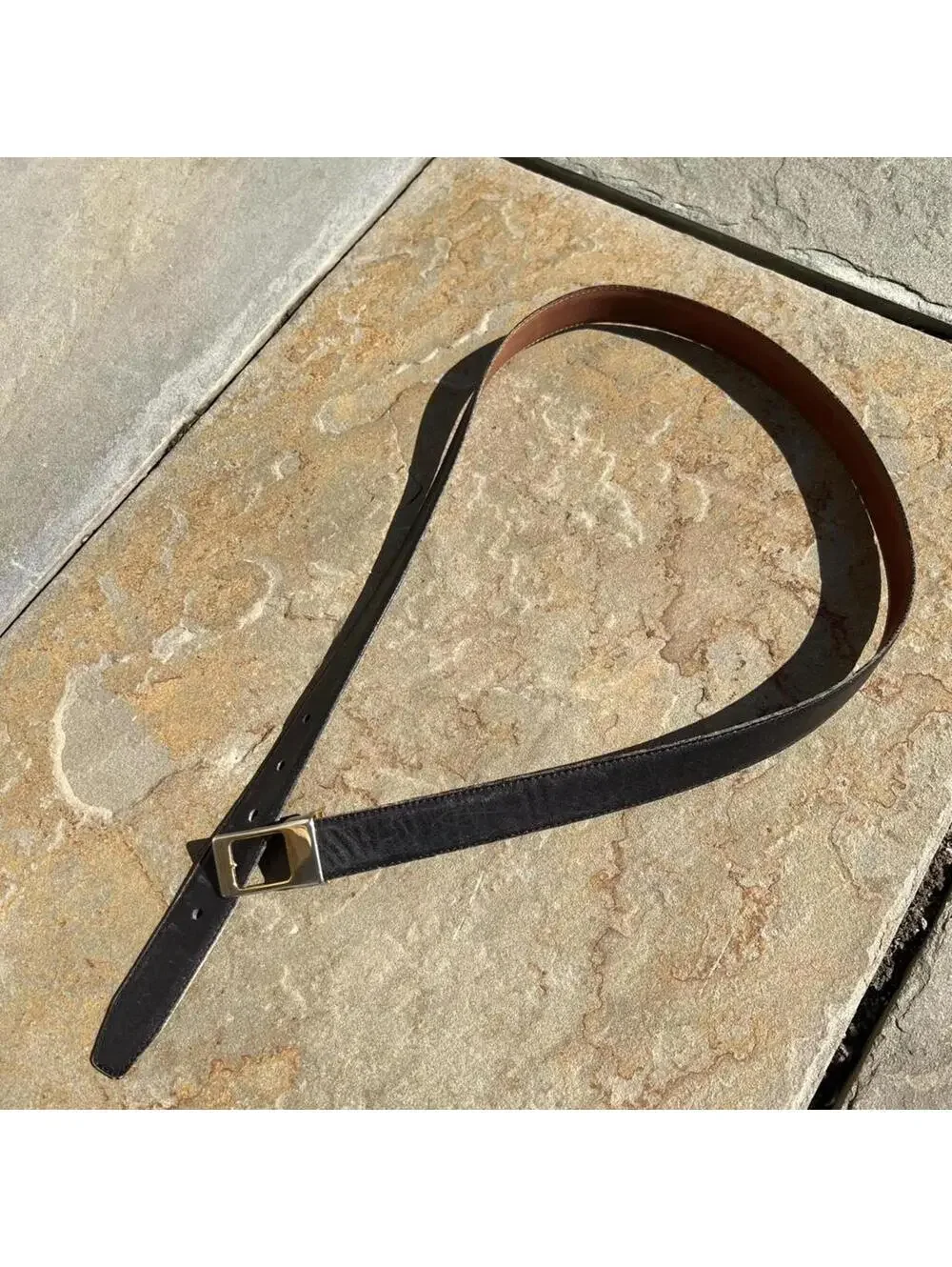 Vintage 80s Reversible Brown/Black Leather Belt